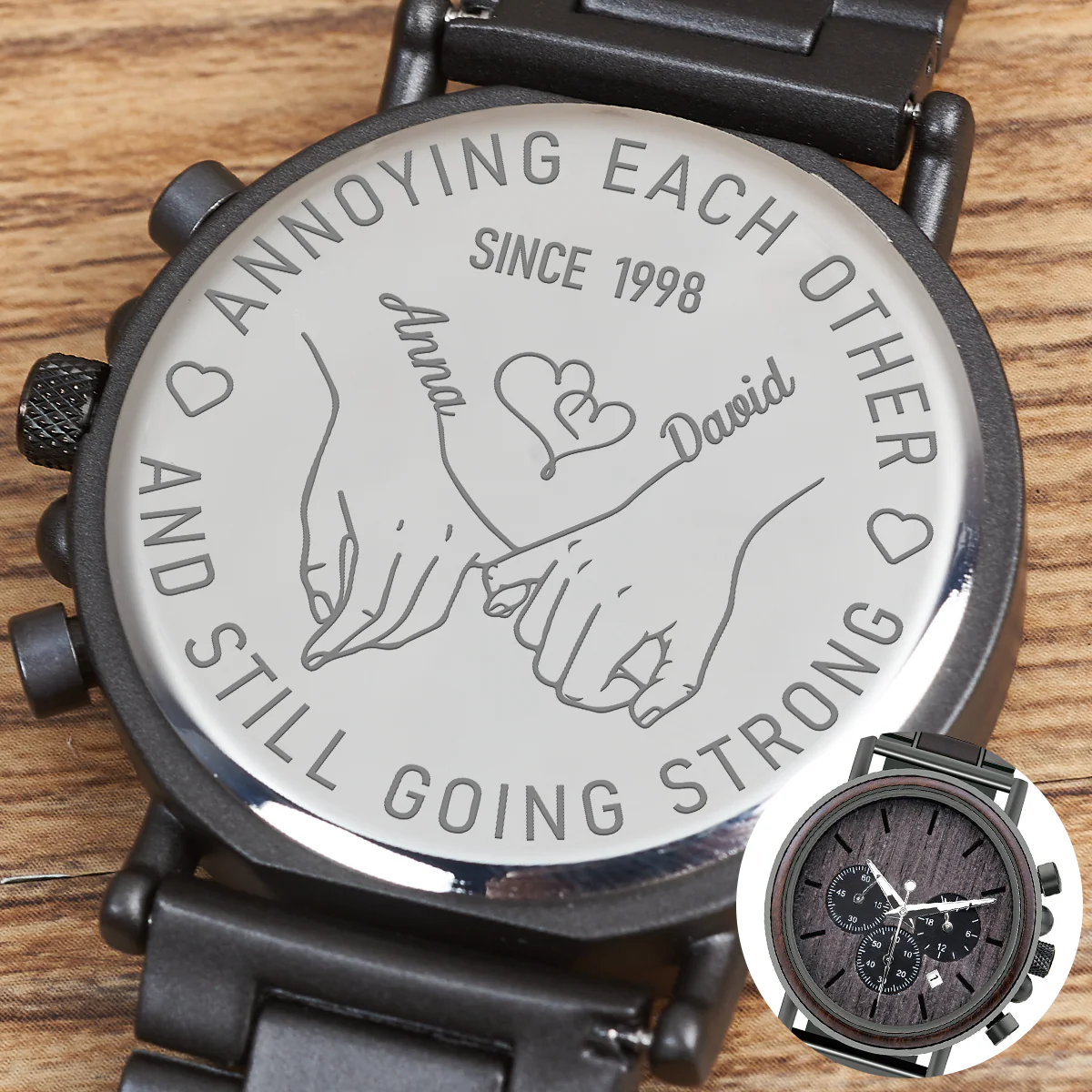 Together Forever - Personalized Engraved Wooden Watches GQ026 - Image 3