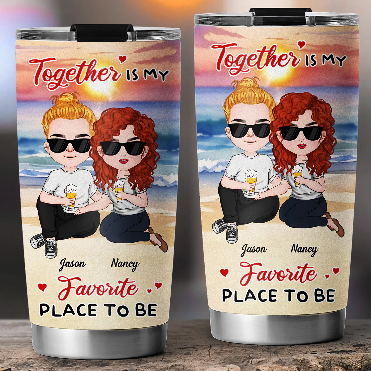 Together Is My Favorite Place To Be - Personalized Custom Tumbler - Image 4