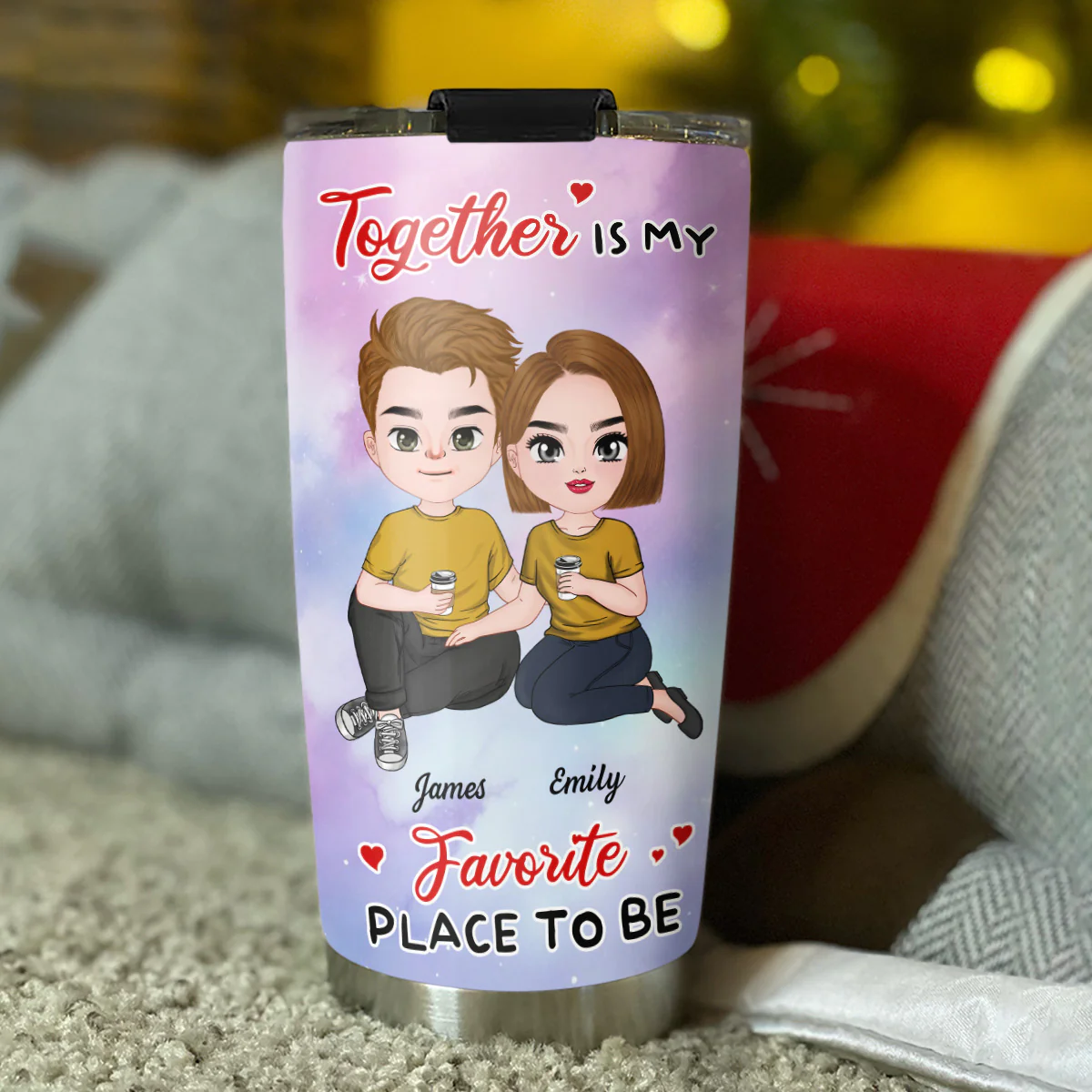 Together Is My Favorite Place To Be - Personalized Custom Tumbler - Image 5