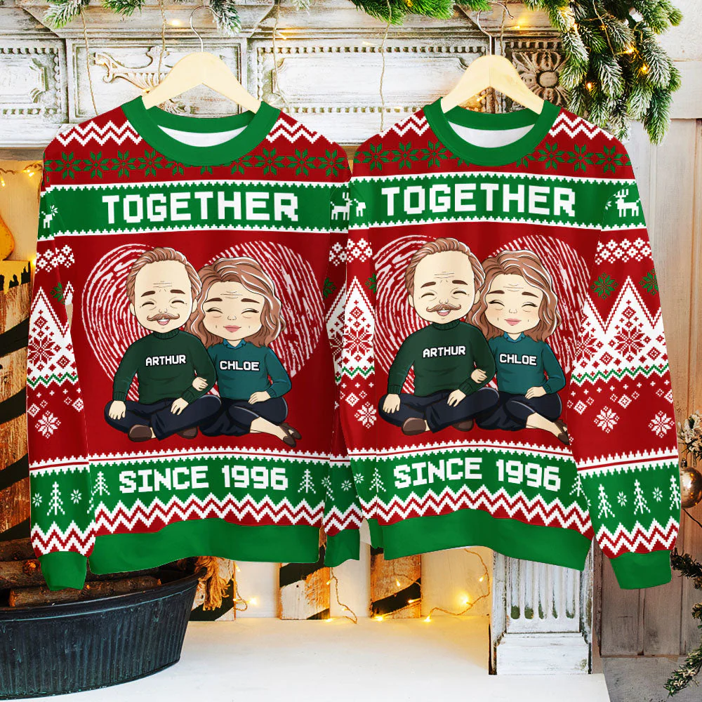 Together - Personalized Custom Couple All-Over-Print Sweatshirt - Image 3