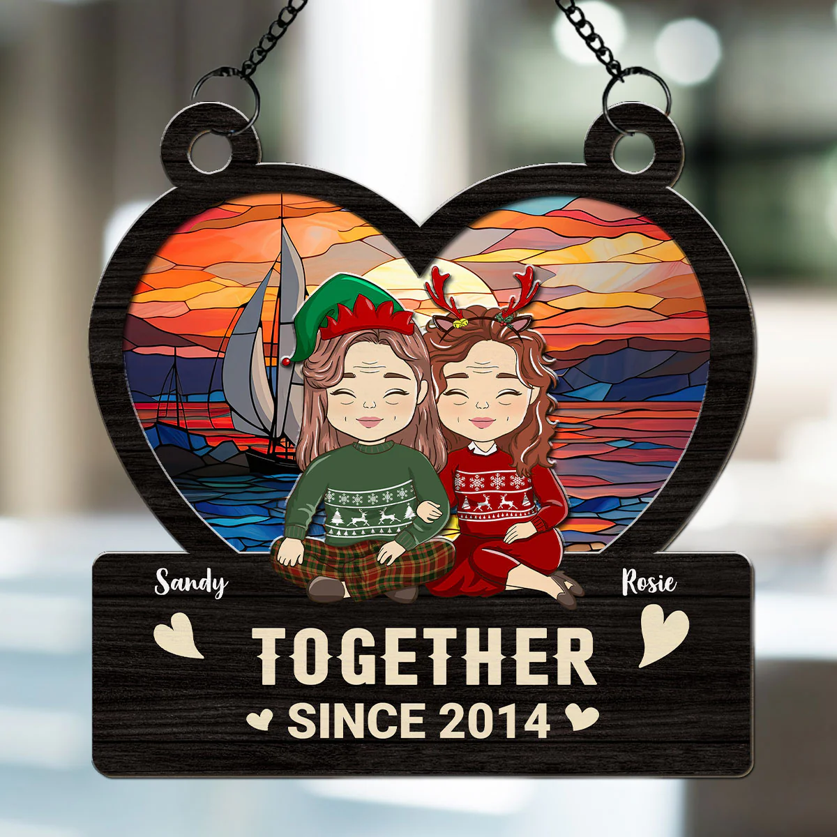 Together Since Christmas - Personalized Custom Suncatcher - Image 2
