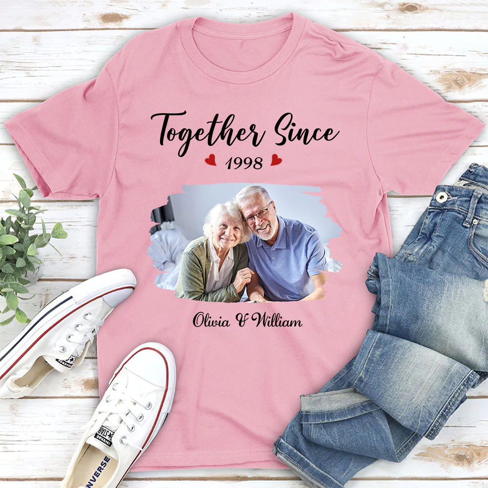 Together Since Husband Wife Photo - Personalized Custom Shirt - Image 2