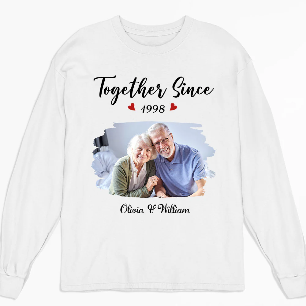 Together Since Husband Wife Photo - Personalized Custom Shirt - Image 3