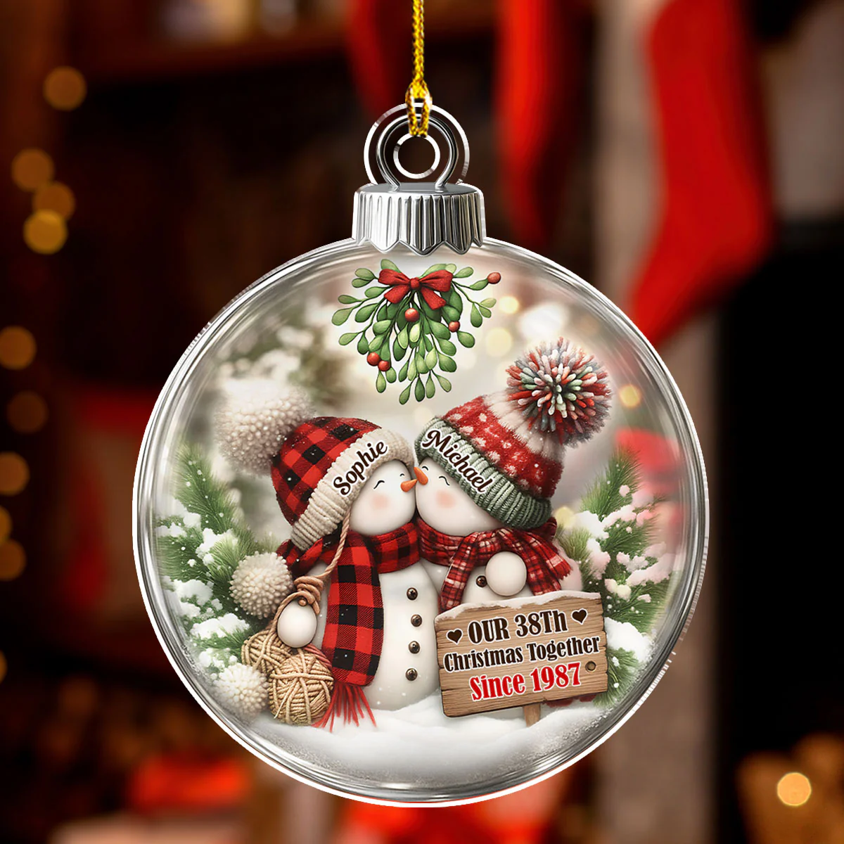 Together Since The First Snow - Personalized Custom 3D Effect Acrylic Ornament - Image 2