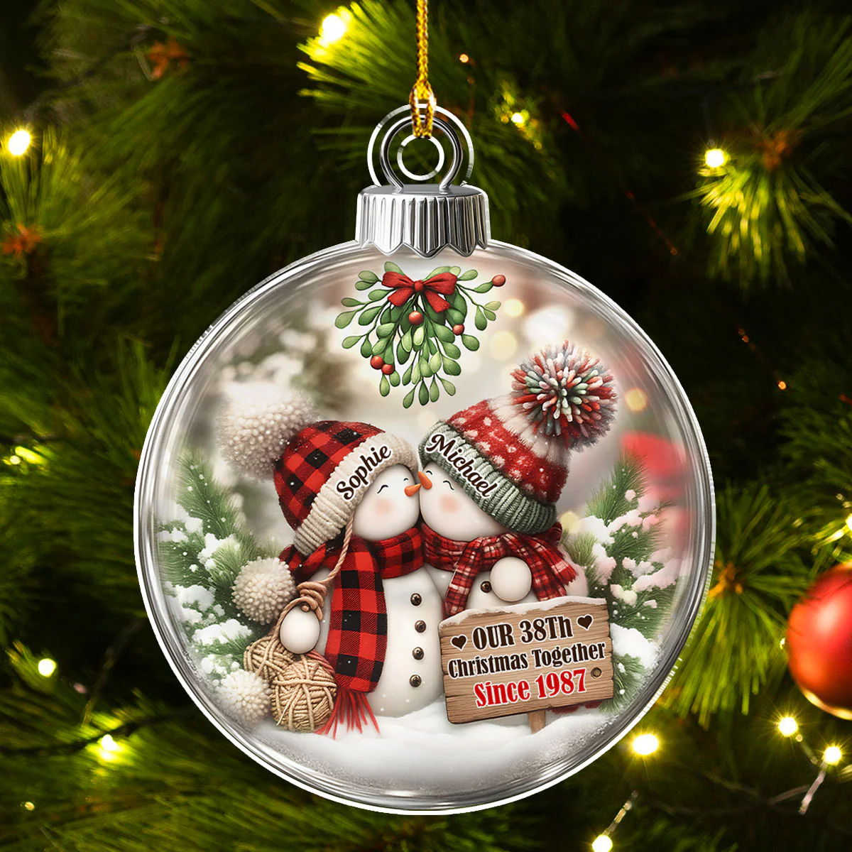 Together Since The First Snow - Personalized Custom 3D Effect Acrylic Ornament - Image 4