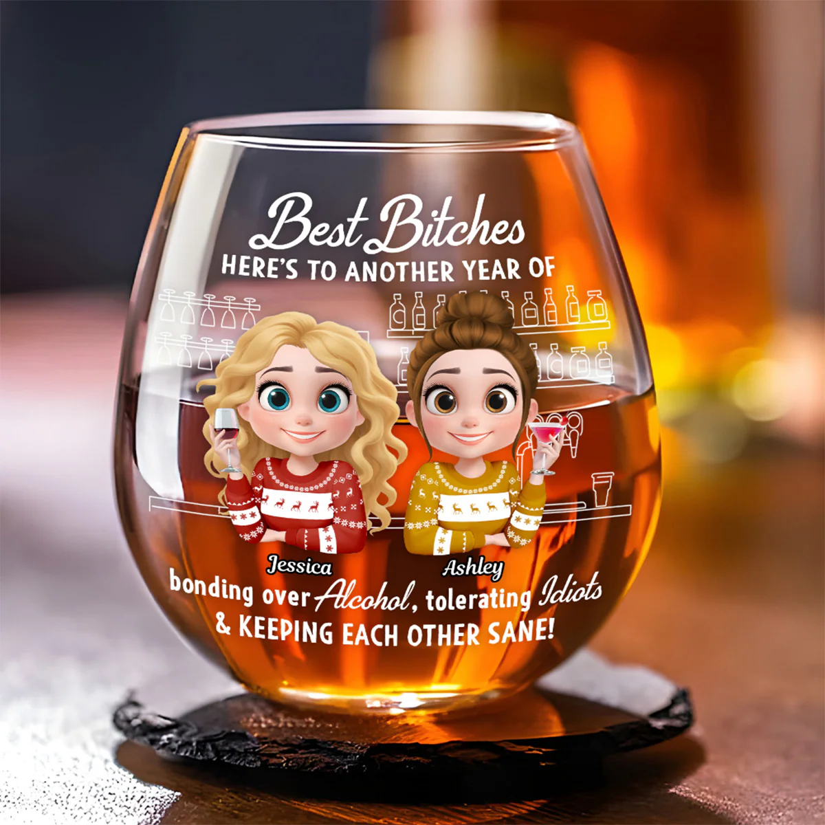 Together Through Every Little Thing - Personalized Custom Wine Glass