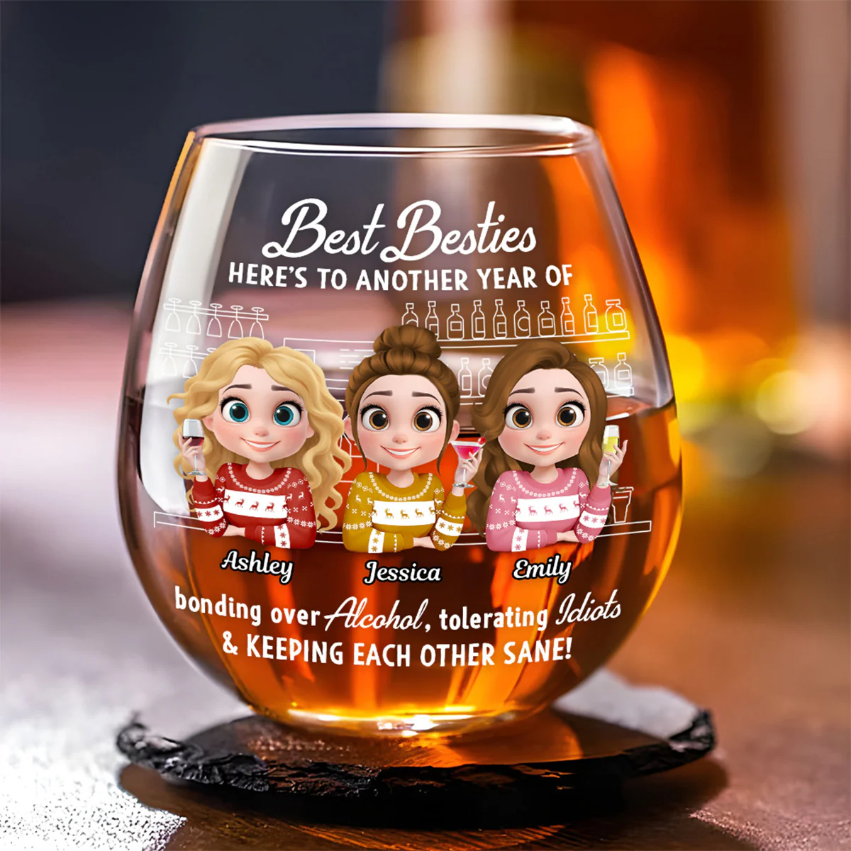 Together Through Every Little Thing - Personalized Custom Wine Glass - Image 3