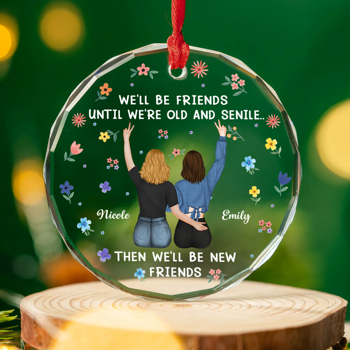 Together Till We Forget Why - Personalized Custom Glass Ornament - Image 2