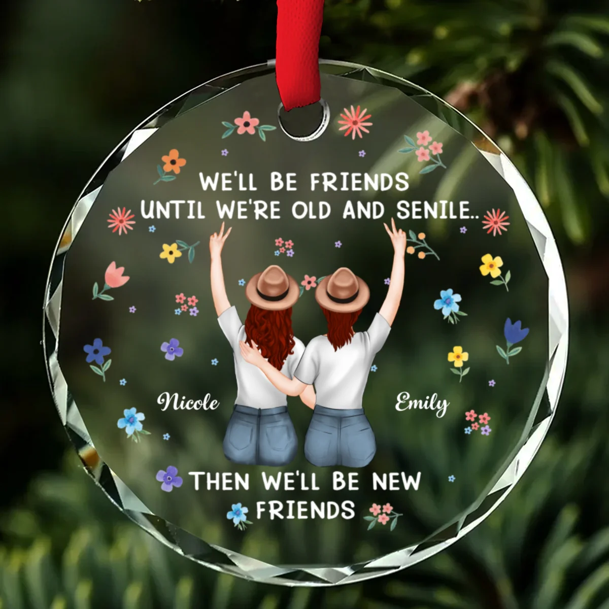 Together Till We Forget Why - Personalized Custom Glass Ornament - Image 6