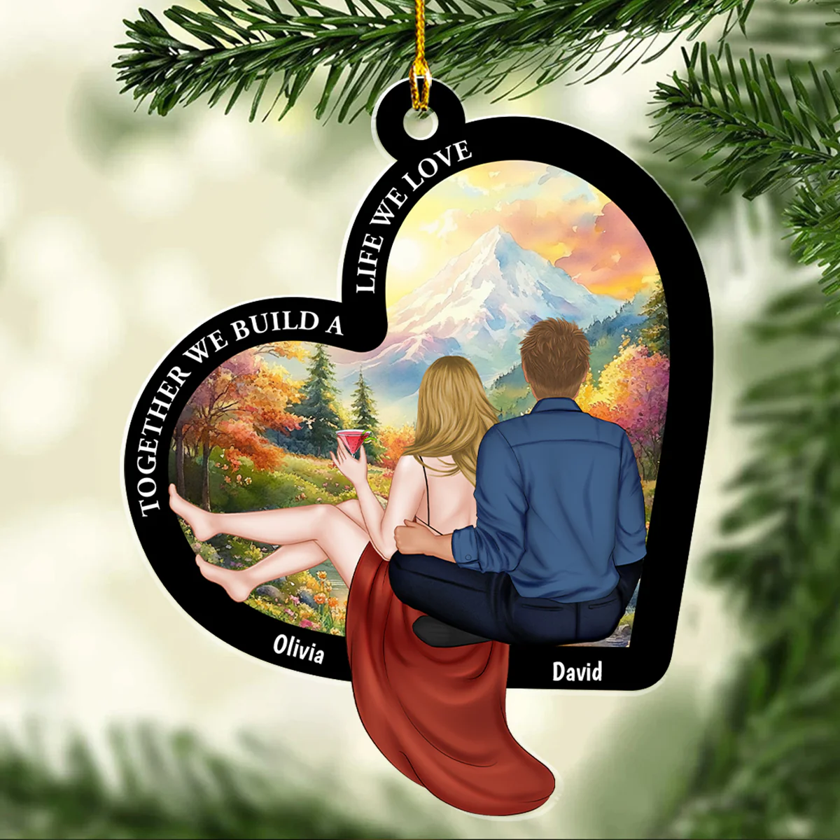 Together We Build A Life We Love - Personalized Custom Acrylic Ornament - Image 2