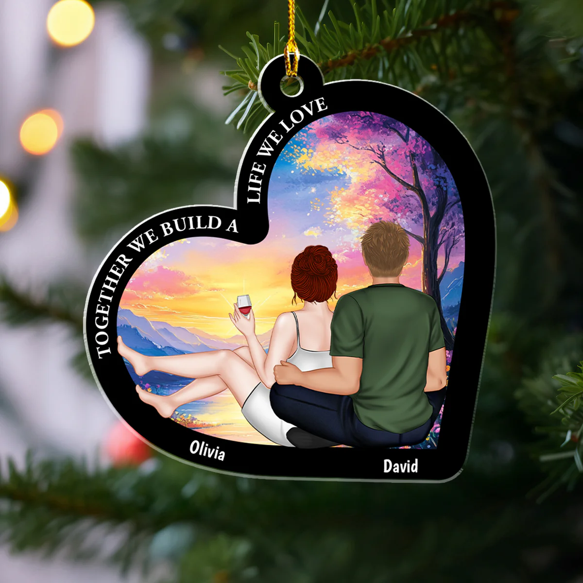 Together We Build A Life We Love - Personalized Custom Acrylic Ornament - Image 3