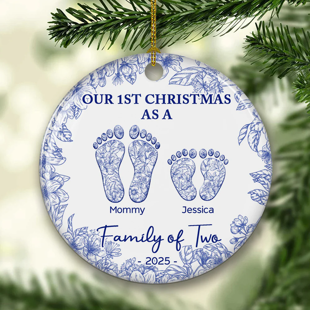 Together We Celebrate Our First - Personalized Custom Ceramic Ornament - Image 5