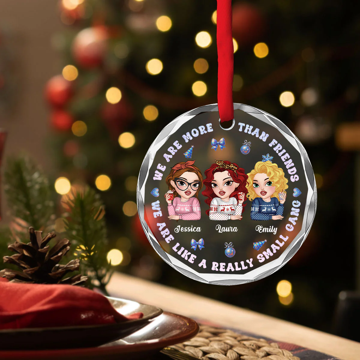 Together We Conquer Every Storm - Personalized Custom Glass Ornament - Image 3