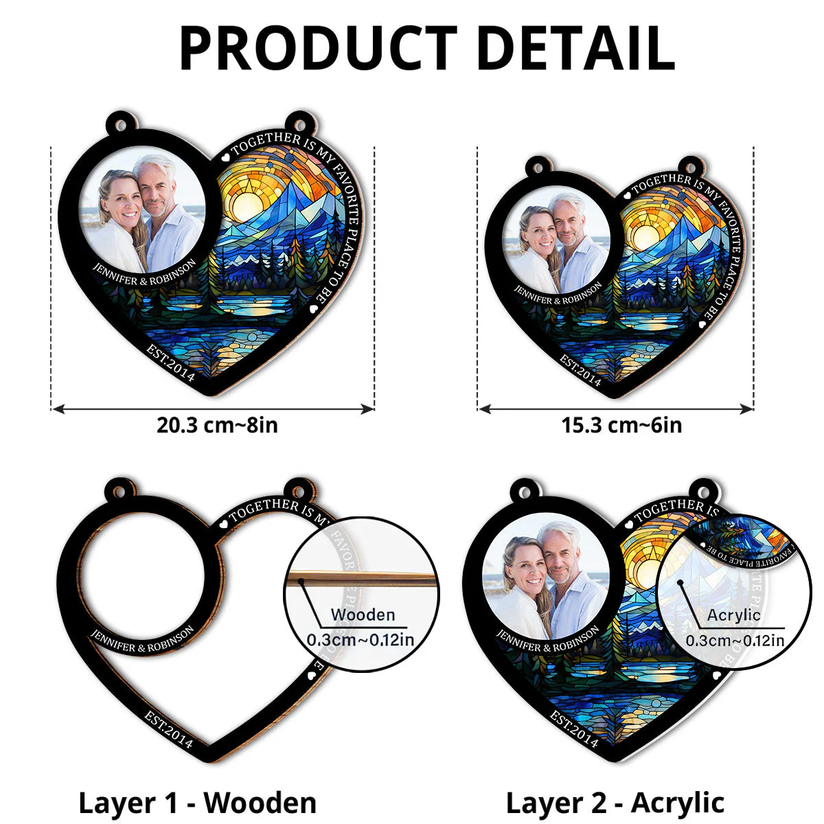 Together We Found Love - Personalized Custom Suncatcher - Image 4