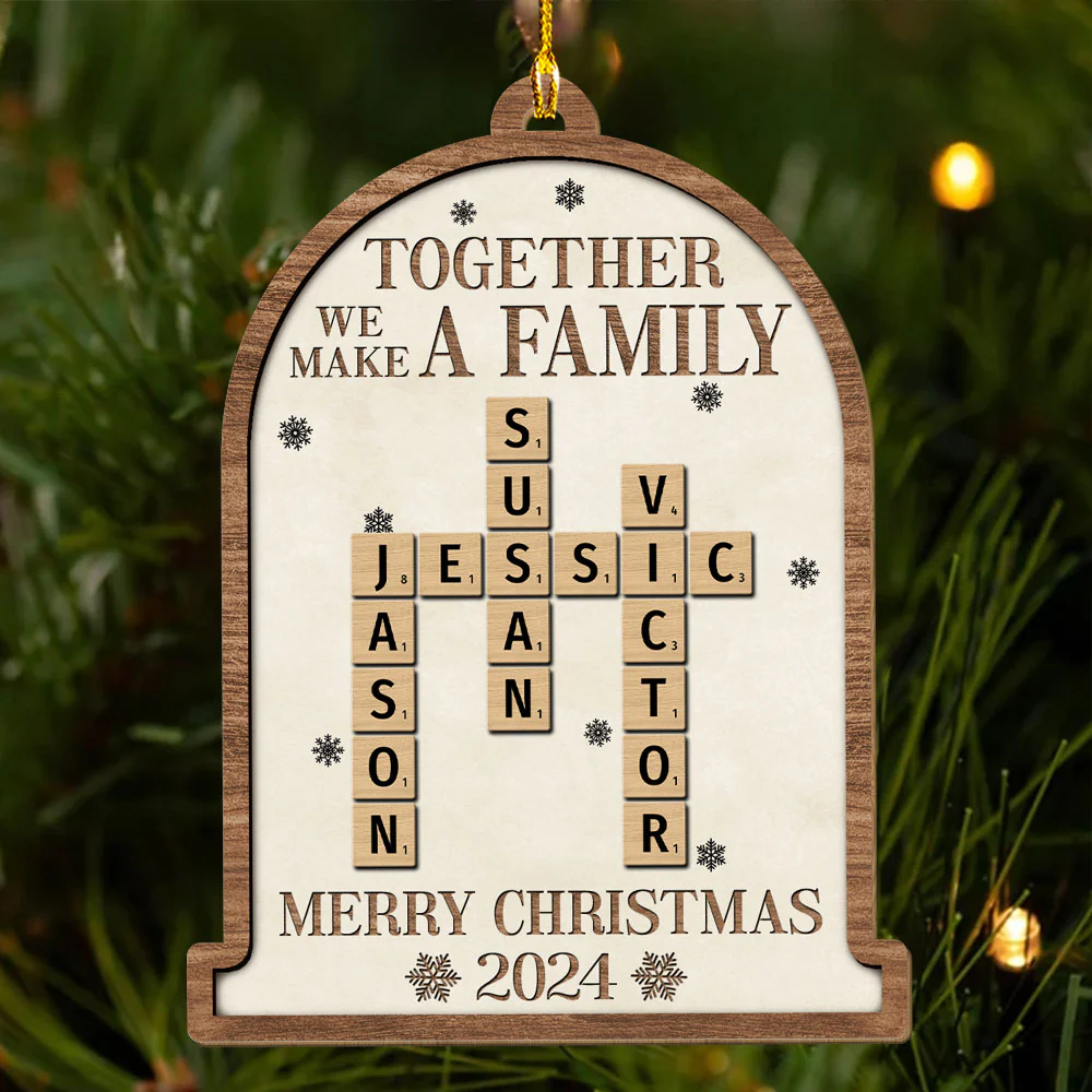 Together We Make A Family Christmas - Personalized Custom Wood Ornament - Image 2