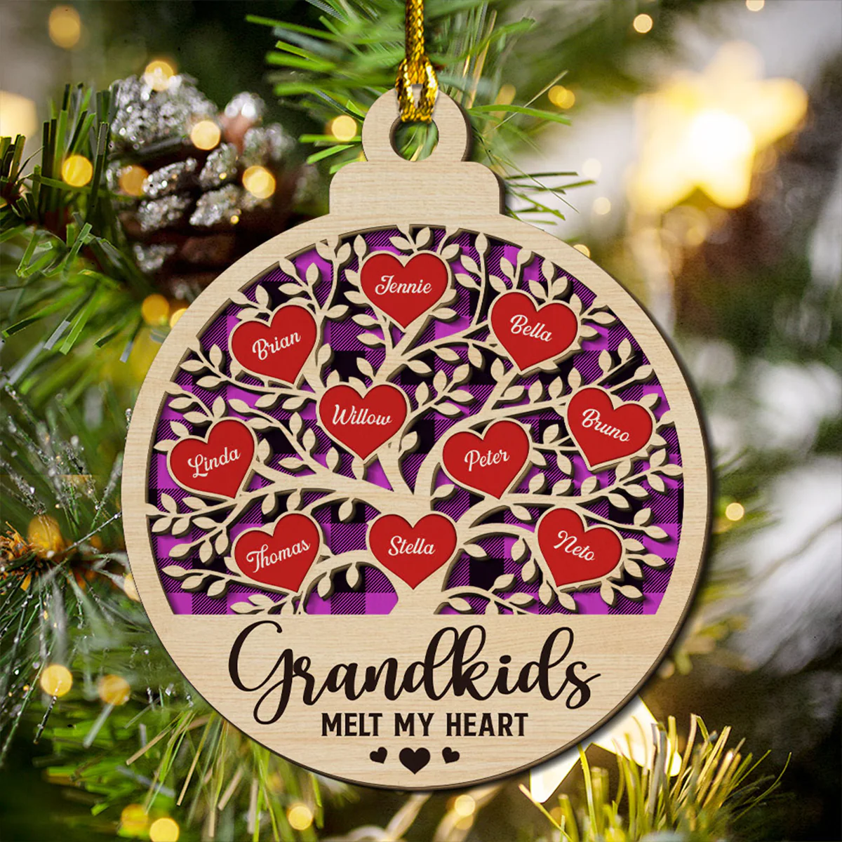 Together We Make A Family - Personalized Custom 2-layered Wood Ornament - Image 3