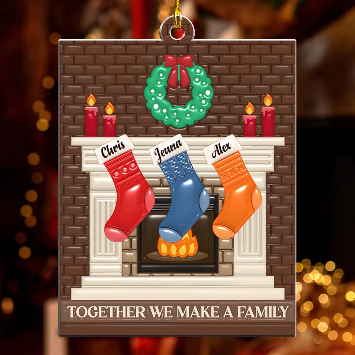 Together We Make A Family - Personalized Custom 3D Inflated Effect Acrylic Ornament - Image 2