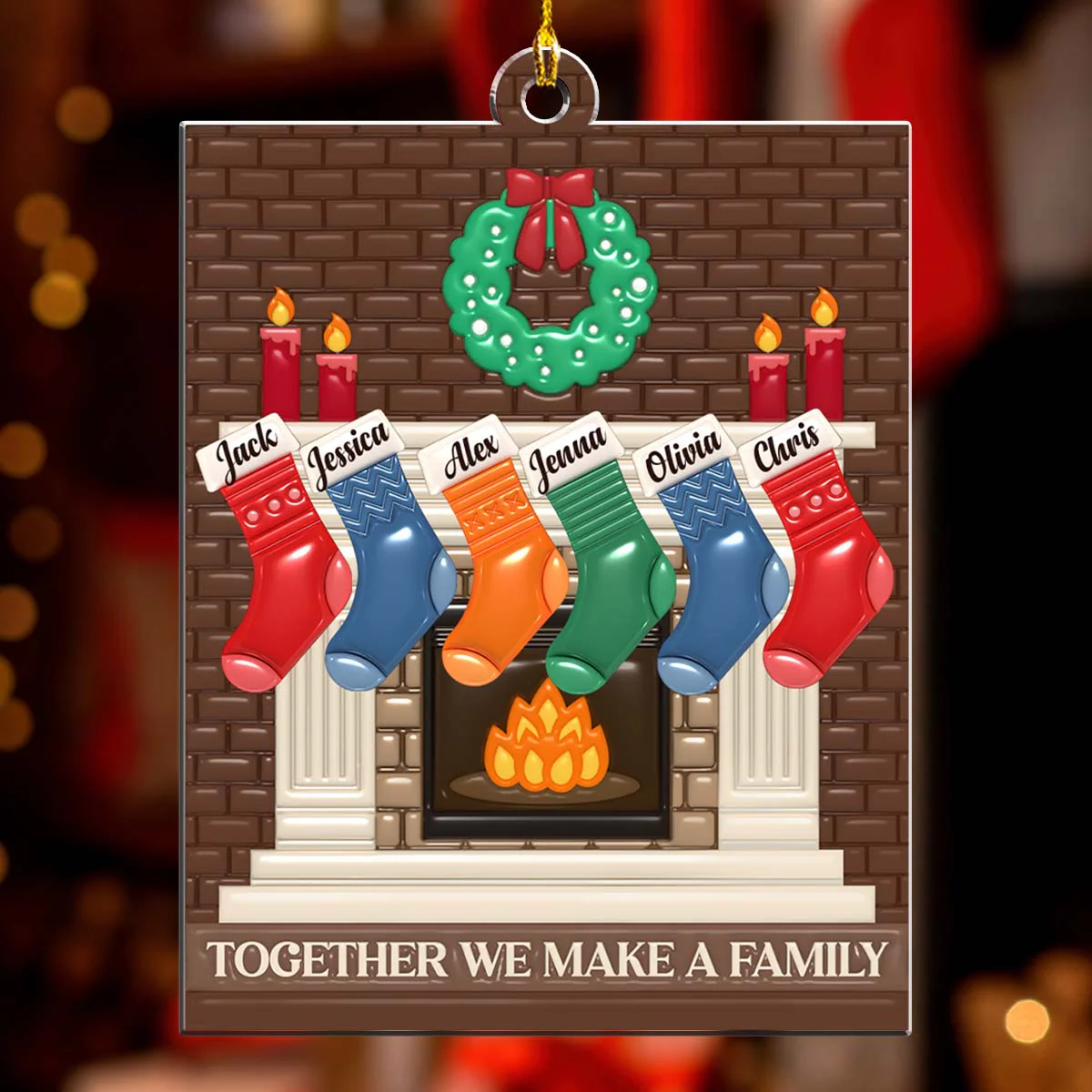 Together We Make A Family - Personalized Custom 3D Inflated Effect Acrylic Ornament - Image 3