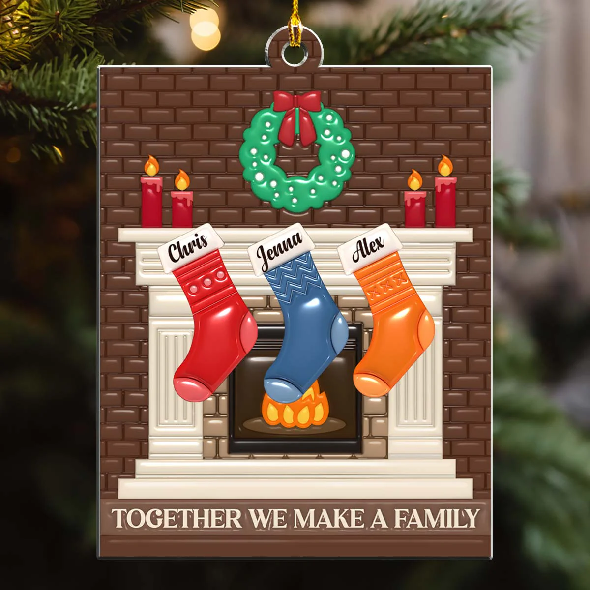 Together We Make A Family - Personalized Custom 3D Inflated Effect Acrylic Ornament - Image 4