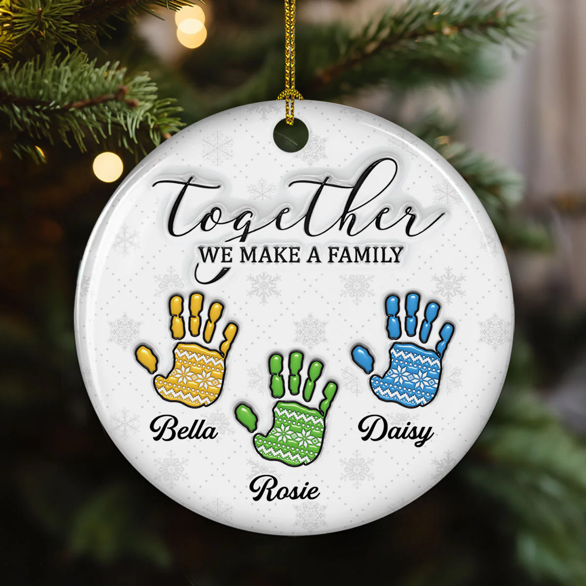 Together We Make A Family - Personalized Custom 3D Inflated Effect Ceramic Ornament - Image 3