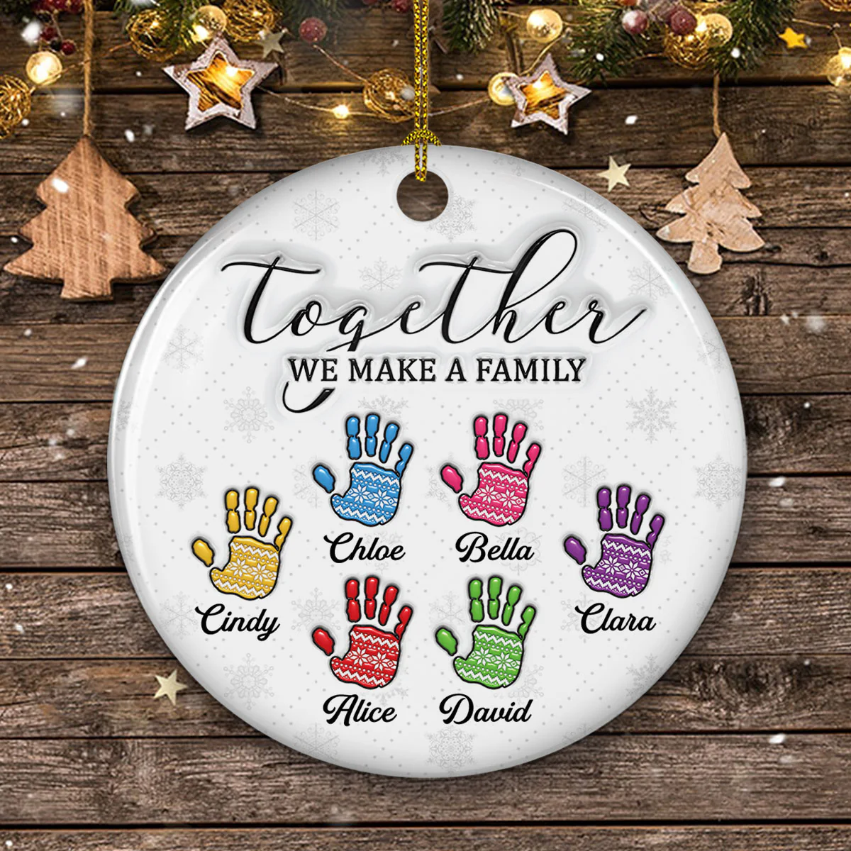 Together We Make A Family - Personalized Custom 3D Inflated Effect Ceramic Ornament - Image 5