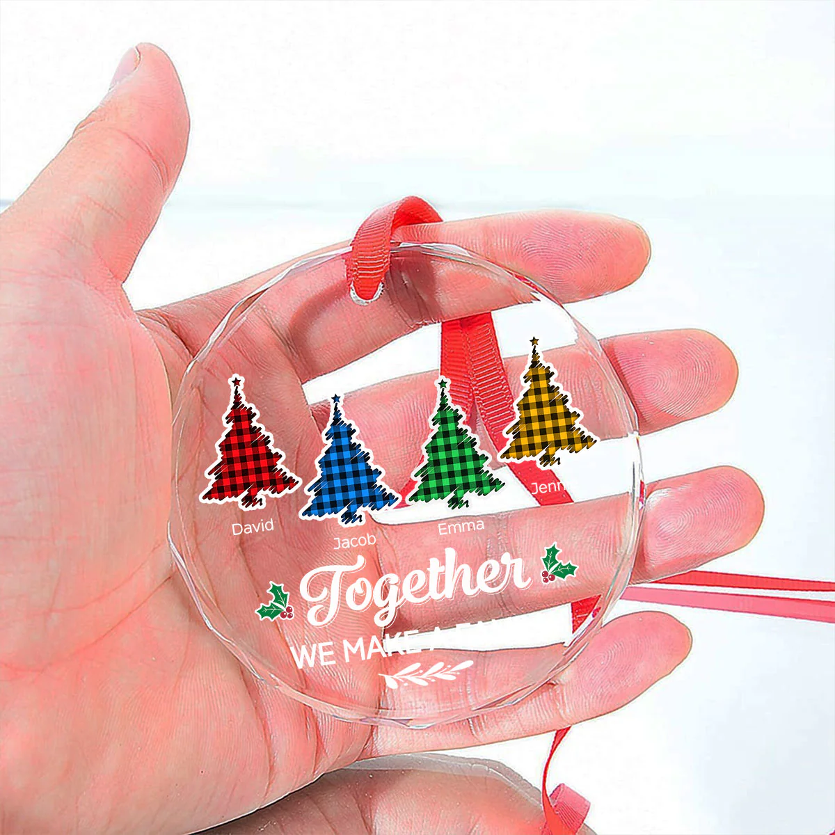 Together We Make A Family - Personalized Custom Glass Ornament - Image 2
