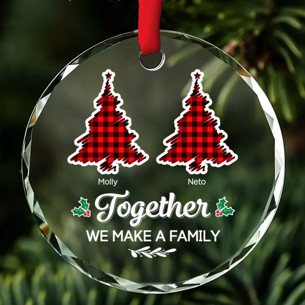 Together We Make A Family - Personalized Custom Glass Ornament - Image 5