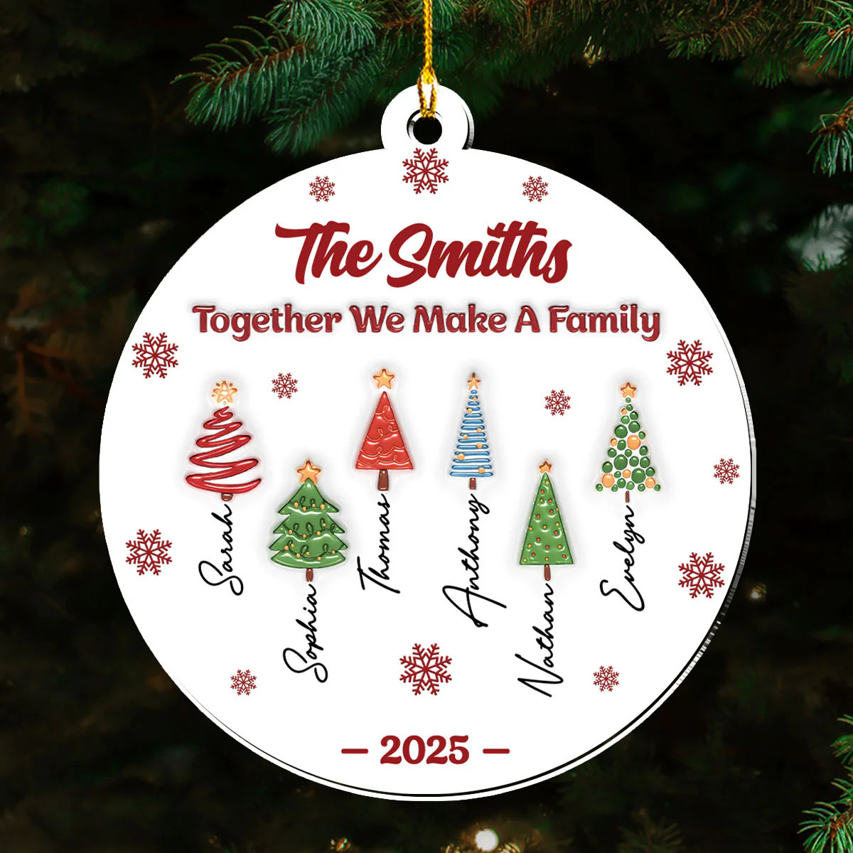 Together We Make A Happy Family - Personalized Custom 3D Inflated Effect Acrylic Ornament