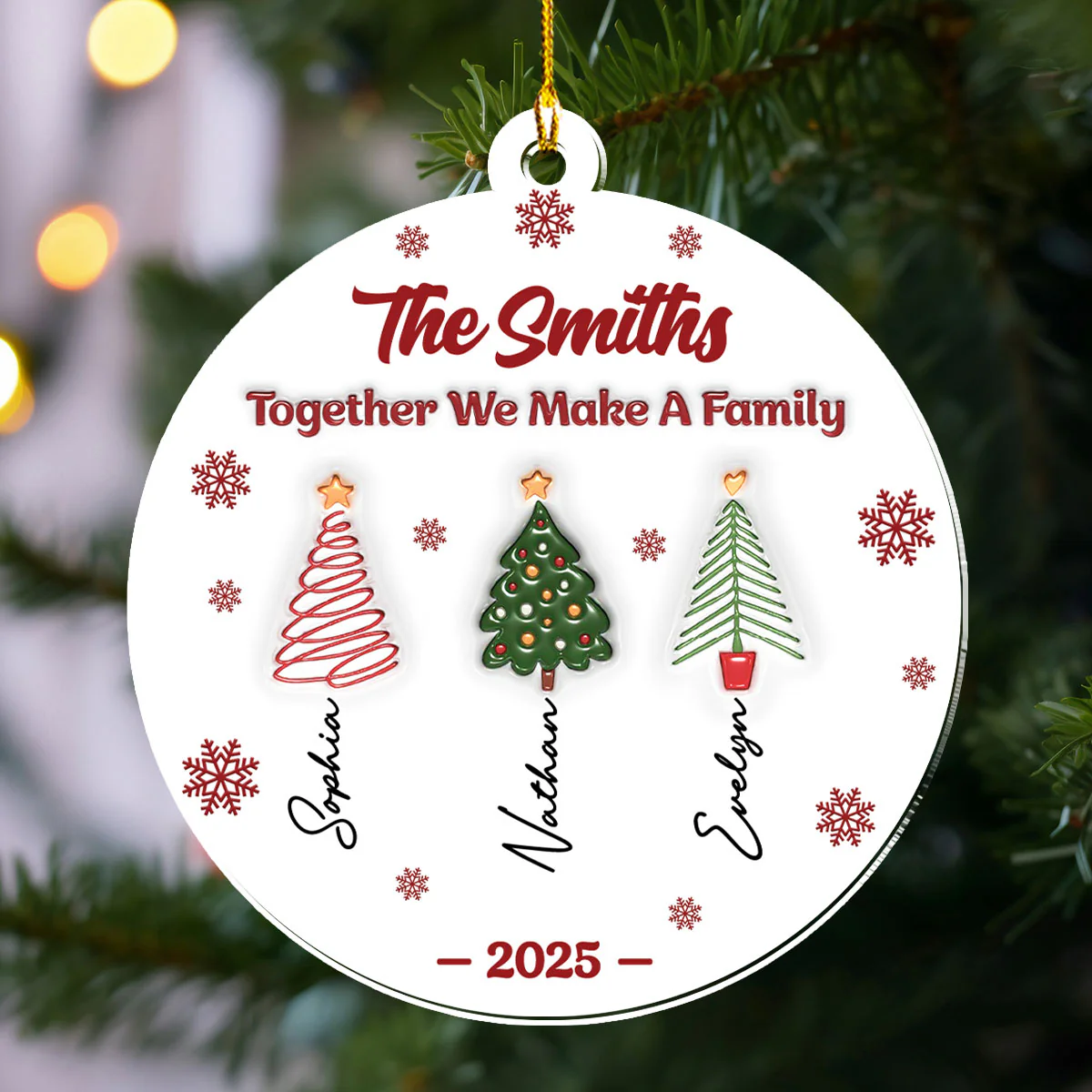 Together We Make A Happy Family - Personalized Custom 3D Inflated Effect Acrylic Ornament - Image 2