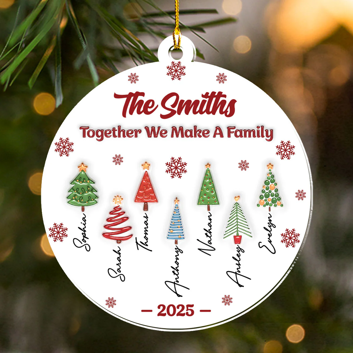 Together We Make A Happy Family - Personalized Custom 3D Inflated Effect Acrylic Ornament - Image 5