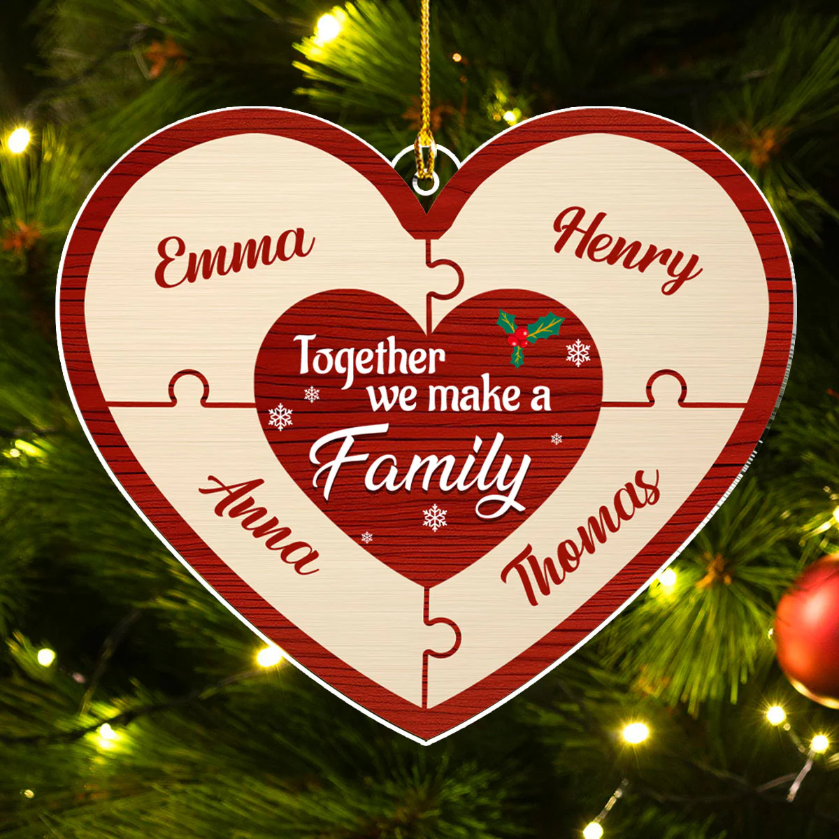 Together We Make Family Heart - Personalized Custom Acrylic Ornament