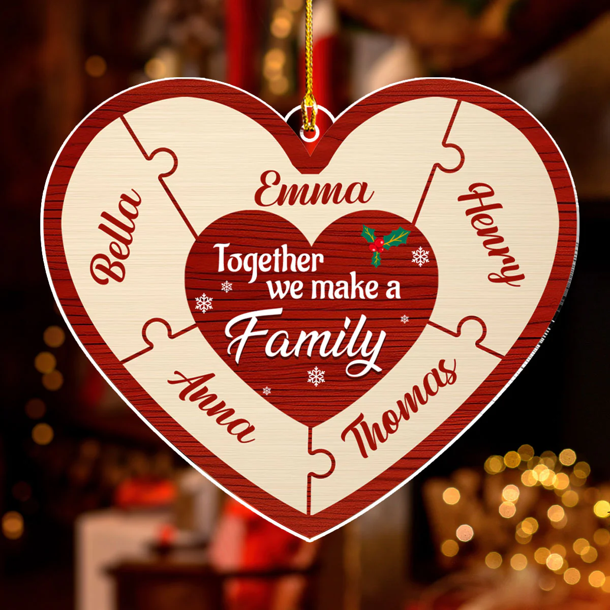 Together We Make Family Heart - Personalized Custom Acrylic Ornament - Image 2