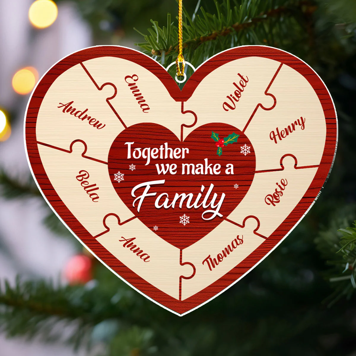 Together We Make Family Heart - Personalized Custom Acrylic Ornament - Image 3
