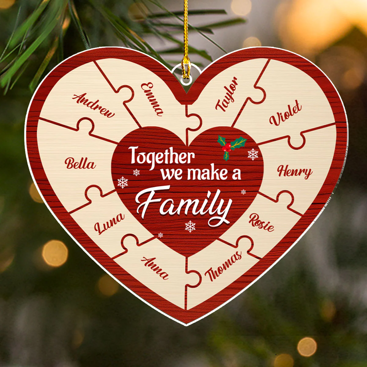 Together We Make Family Heart - Personalized Custom Acrylic Ornament - Image 4