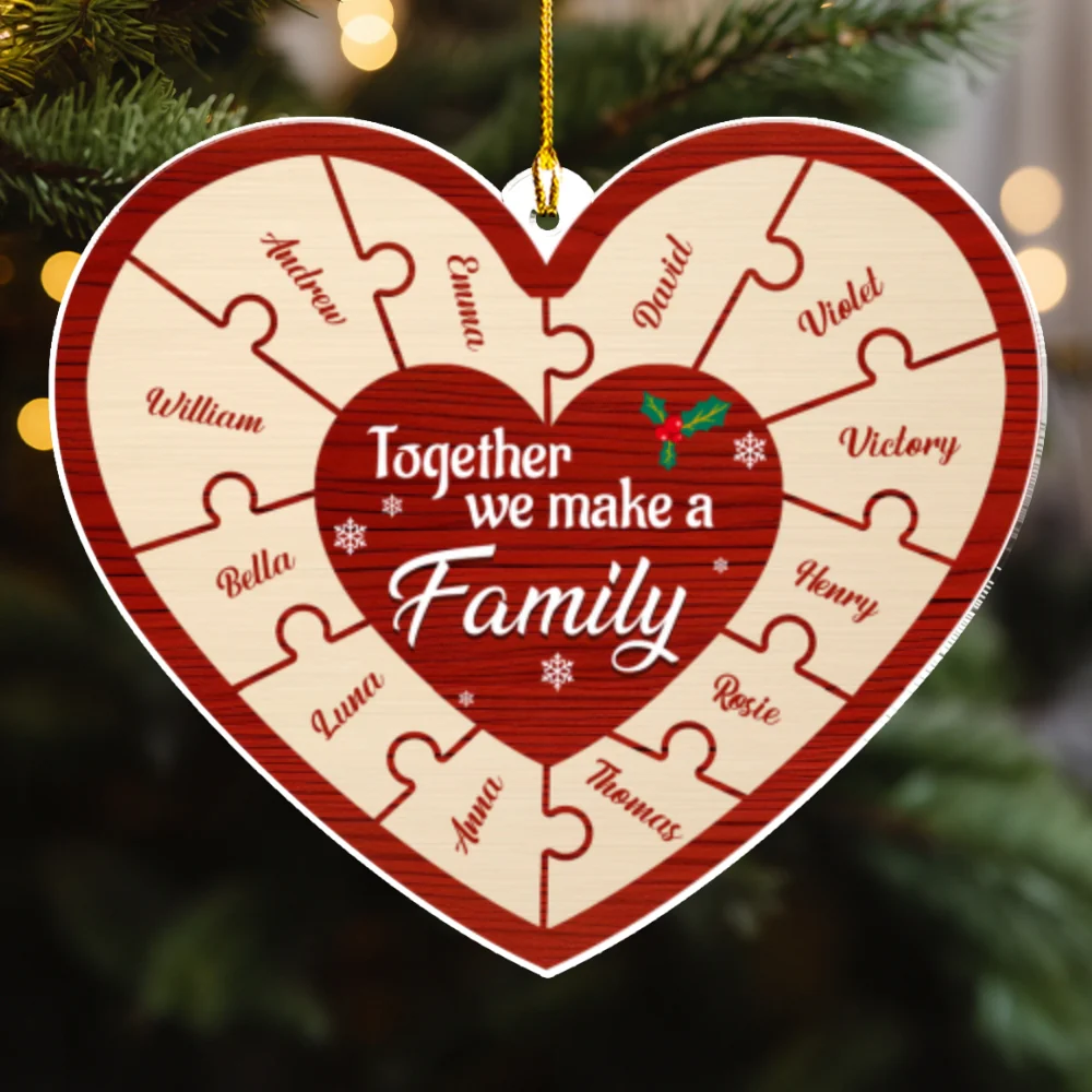 Together We Make Family Heart - Personalized Custom Acrylic Ornament - Image 5