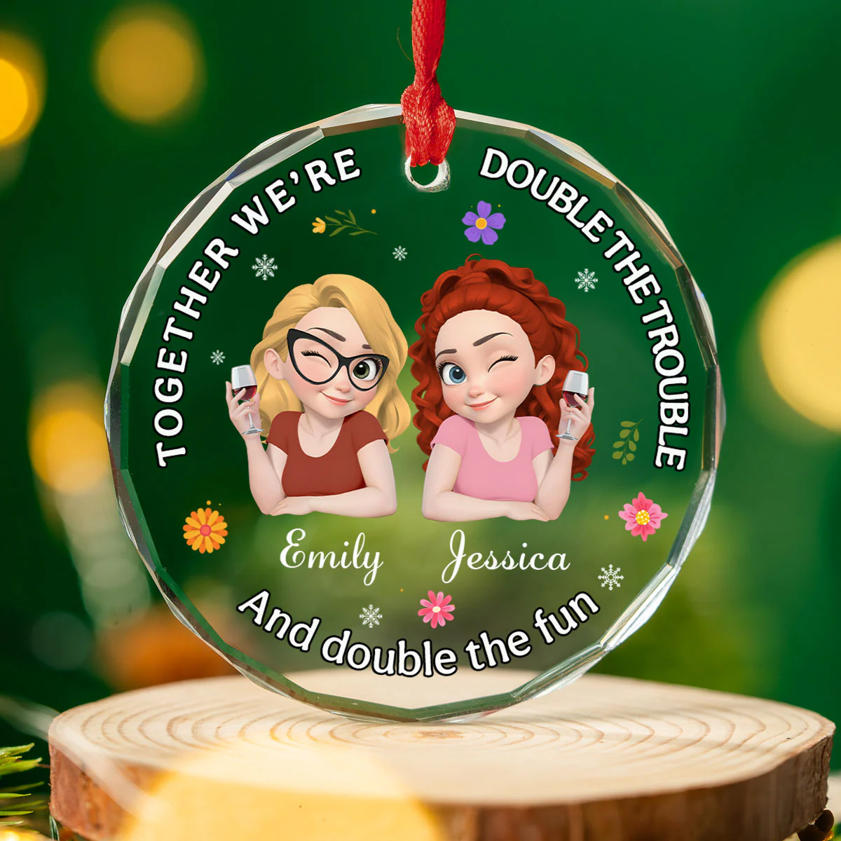 Together We Make Life Fun - Personalized Custom Glass Ornament - Image 2