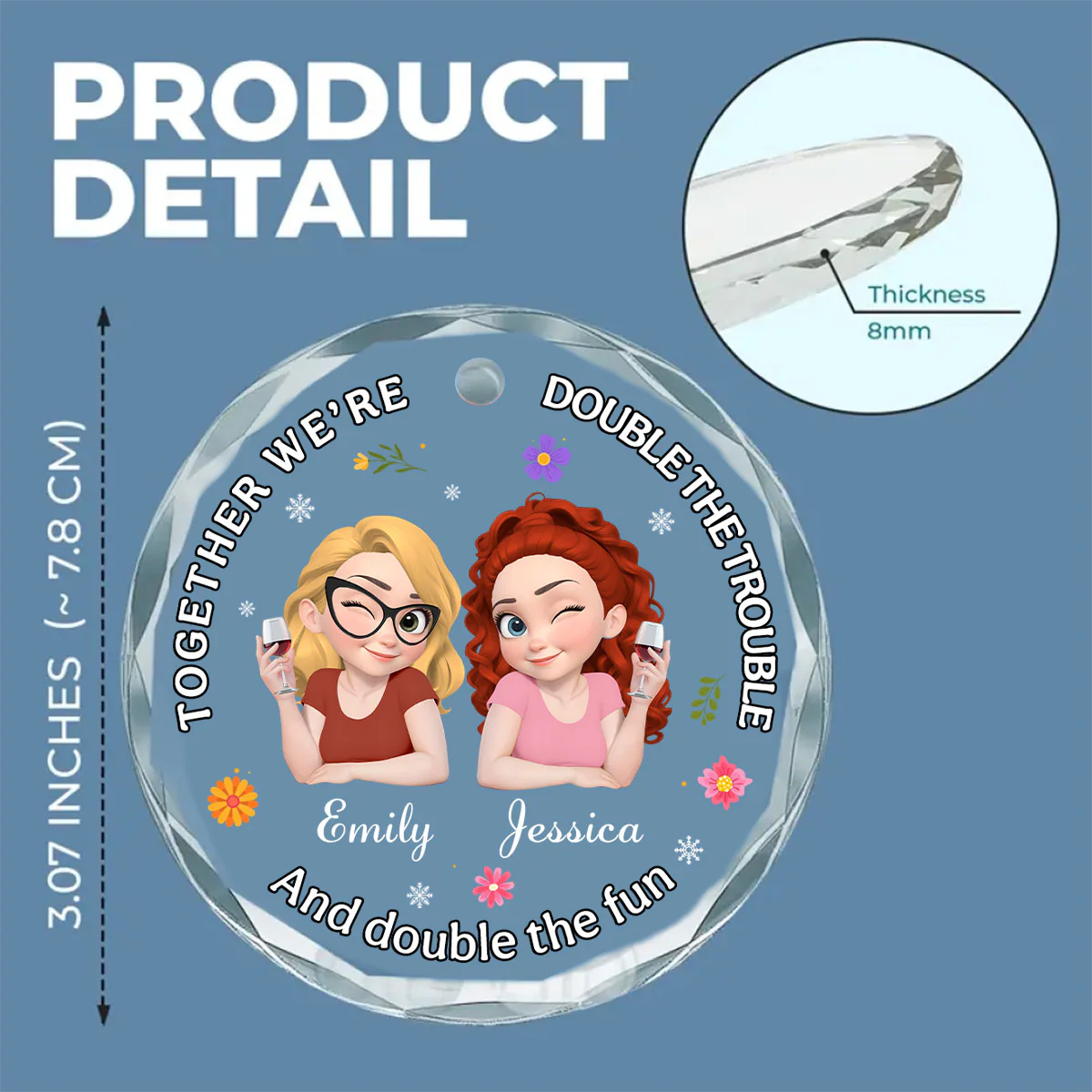 Together We Make Life Fun - Personalized Custom Glass Ornament - Image 5