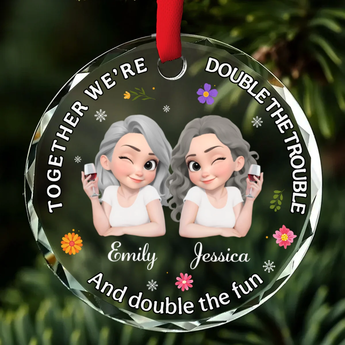 Together We Make Life Fun - Personalized Custom Glass Ornament - Image 6