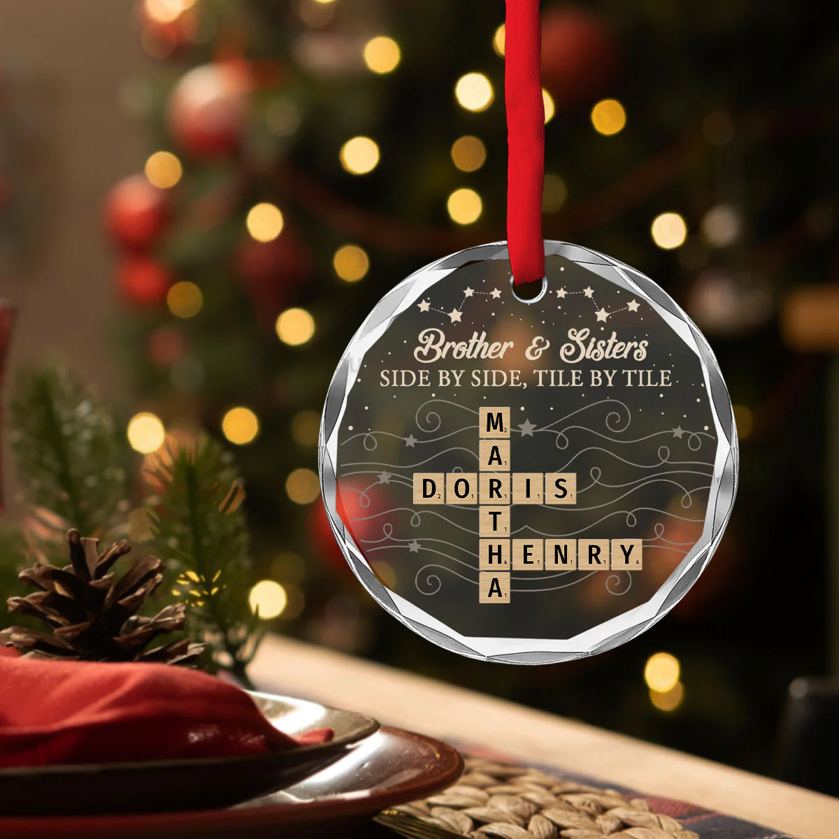 Together We Spell Out Love - Personalized Custom Glass Ornament - Image 3