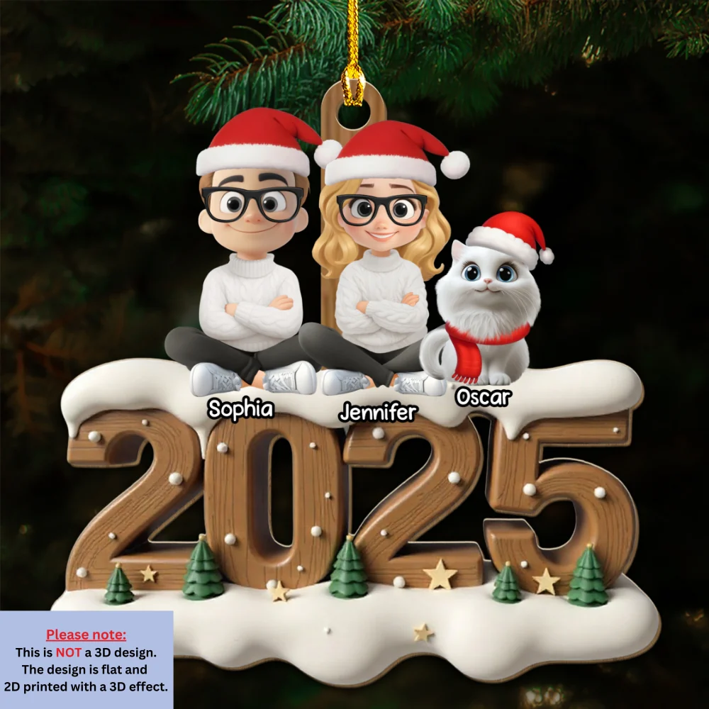 Together With Cats This Year Onwards - Personalized Custom 3D Effect Wood Ornament - Image 5