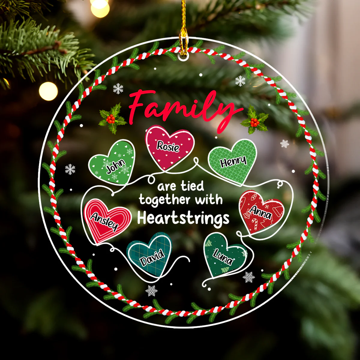 Together With Heartstrings - Personalized Custom Acrylic Ornament - Image 2
