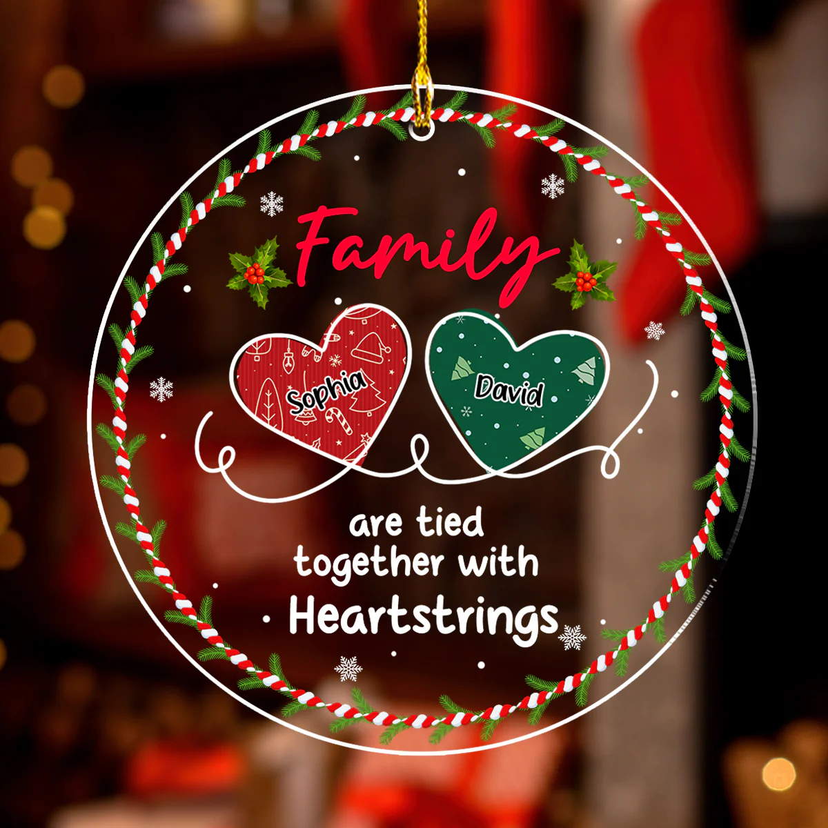 Together With Heartstrings - Personalized Custom Acrylic Ornament - Image 3