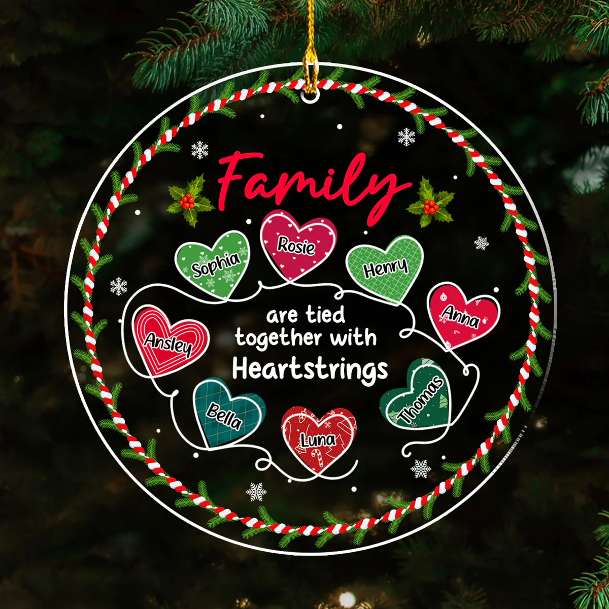 Together With Heartstrings - Personalized Custom Acrylic Ornament - Image 4