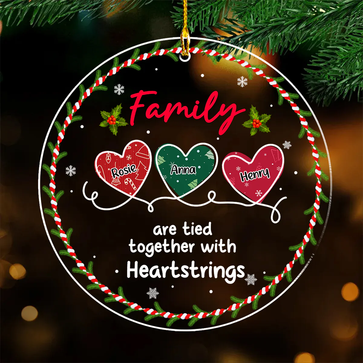 Together With Heartstrings - Personalized Custom Acrylic Ornament - Image 5