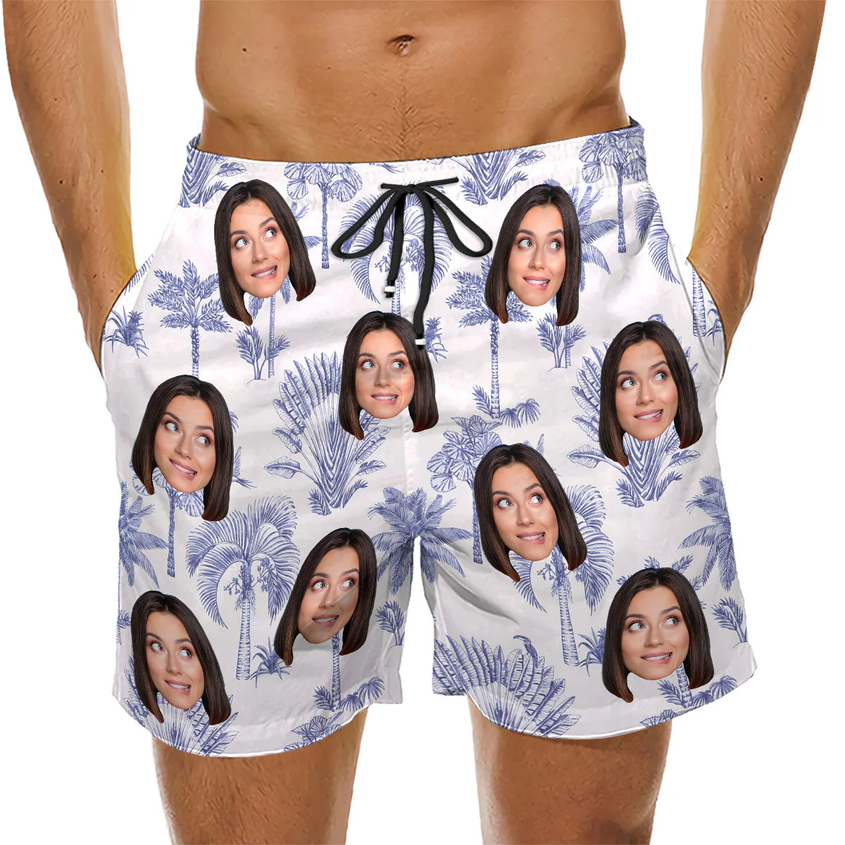 Toile De Jouy Style - Personalized Custom Beach Shorts - Image 2
