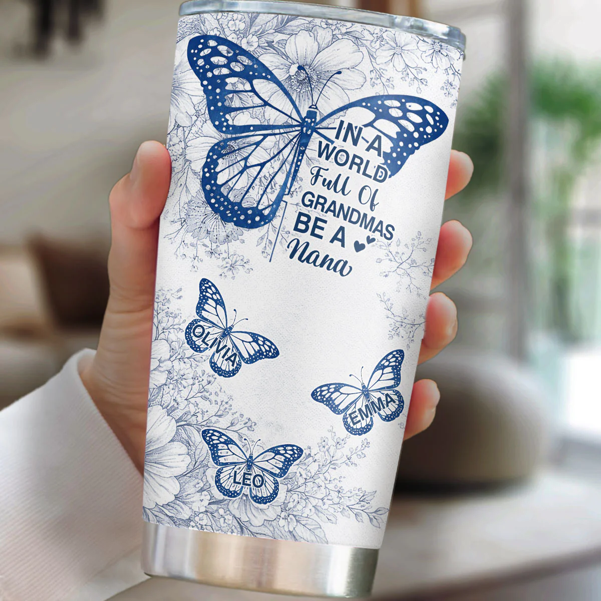 Toile De Jouy World Full Of Grandmas - Personalized Custom Tumbler - Image 3