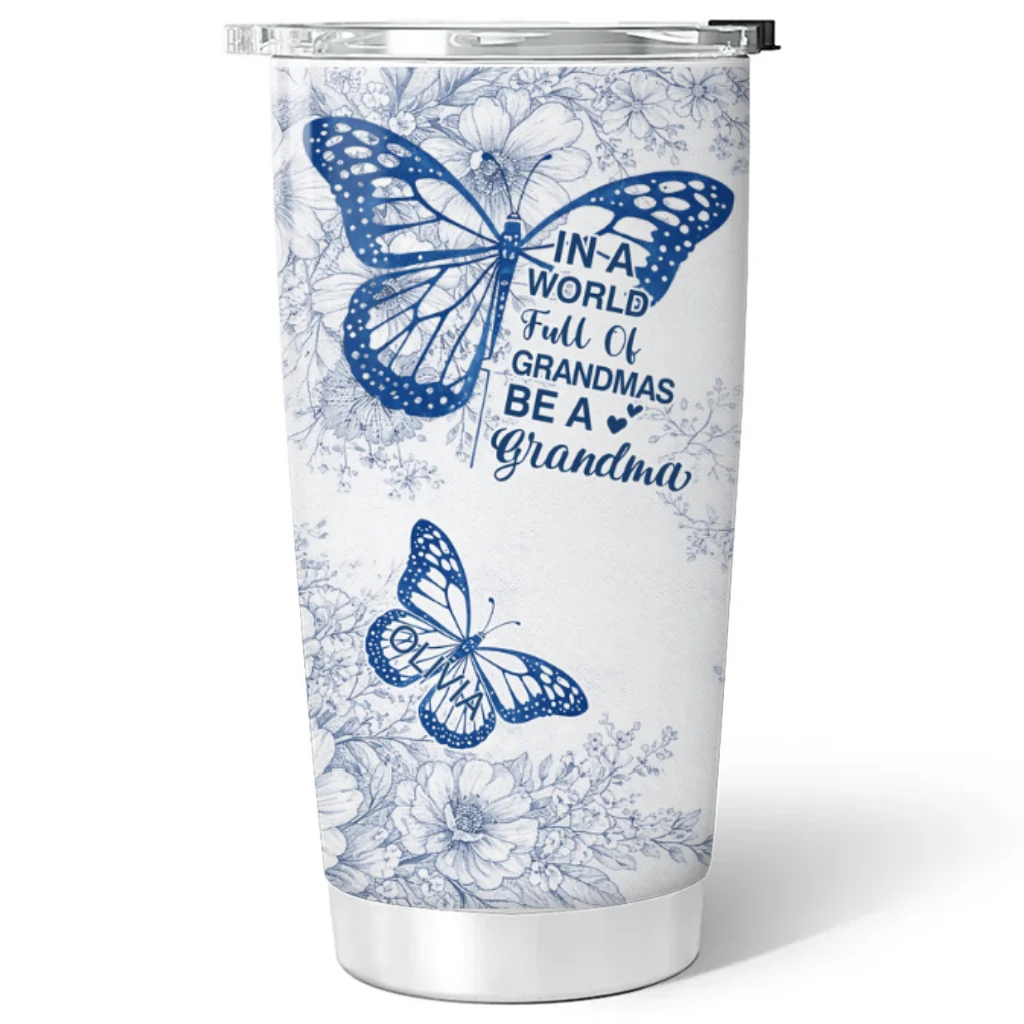 Toile De Jouy World Full Of Grandmas - Personalized Custom Tumbler - Image 7
