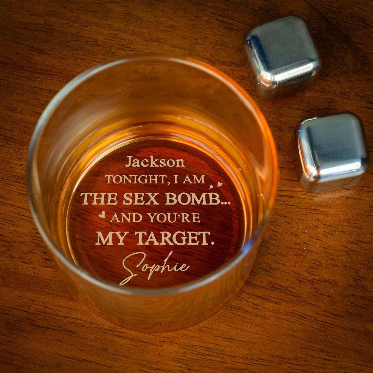 Tonight I Am Your Sexy Threat - Personalized Custom Engraved Whiskey Glass - Image 2