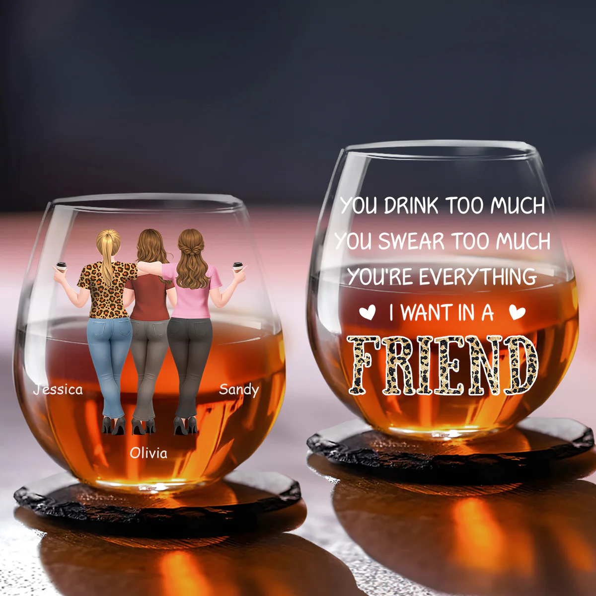 Too Much But Just Right - Personalized Custom Wine Glass