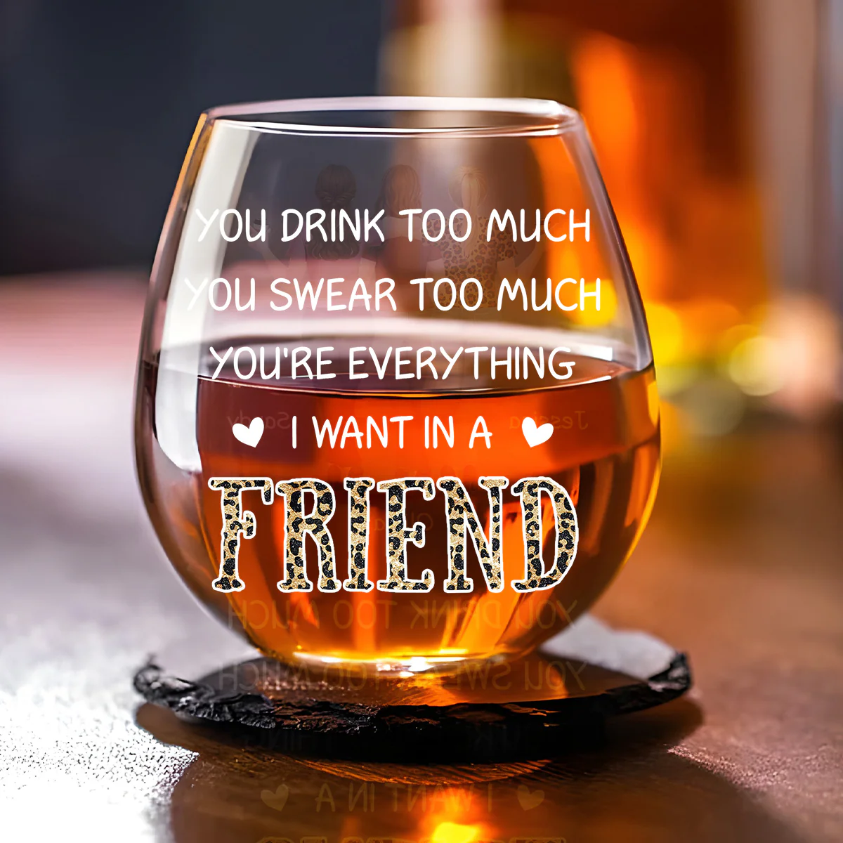 Too Much But Just Right - Personalized Custom Wine Glass - Image 3